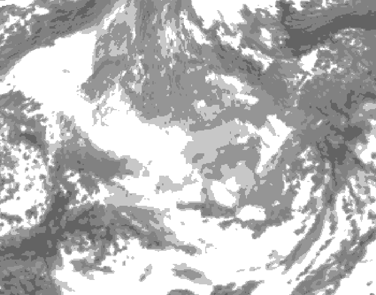 GDPS total cloud 012 hour forecast chart for Canada based on 2025/12/21 1200Z data