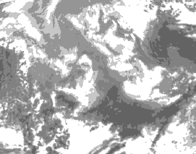 GDPS total cloud 120 hour forecast chart for Canada based on 2025/12/21 1200Z data