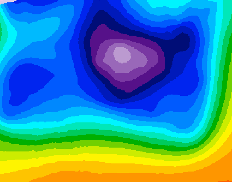 GDPS 500 millibar geopotential height 012 hour forecast chart for Canada based on 2025/12/22 0000Z data