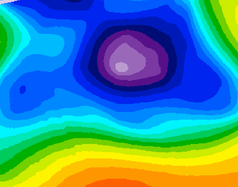 GDPS 500 millibar geopotential height 042 hour forecast chart for Canada based on 2025/12/22 0000Z data