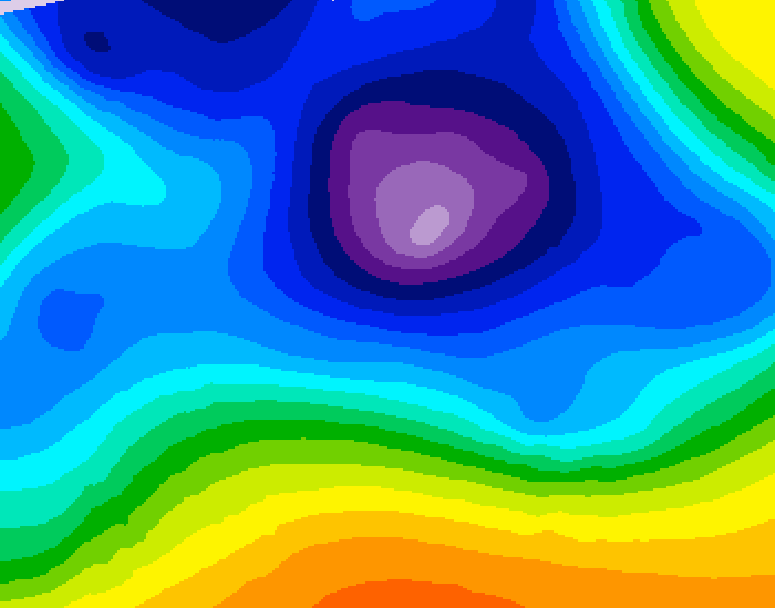 GDPS 500 millibar geopotential height 054 hour forecast chart for Canada based on 2025/12/22 0000Z data