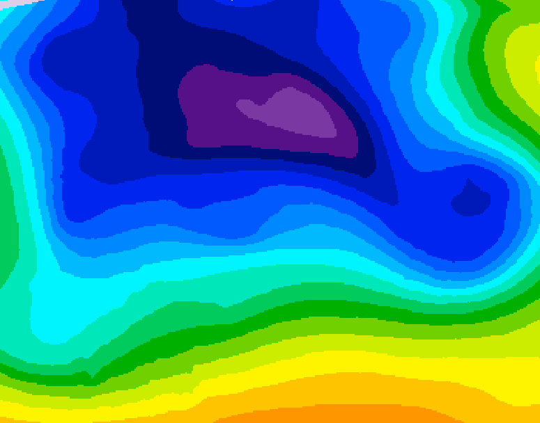 GDPS 500 millibar geopotential height 102 hour forecast chart for Canada based on 2025/12/22 0000Z data