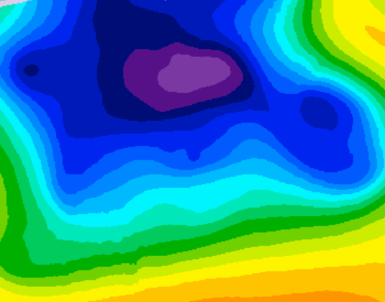 GDPS 500 millibar geopotential height 114 hour forecast chart for Canada based on 2025/12/22 0000Z data