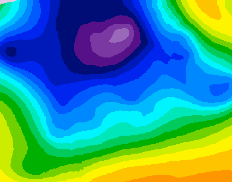 GDPS 500 millibar geopotential height 126 hour forecast chart for Canada based on 2025/12/22 0000Z data