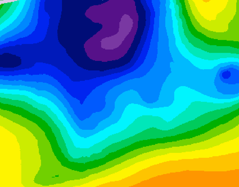 GDPS 500 millibar geopotential height 138 hour forecast chart for Canada based on 2025/12/22 0000Z data