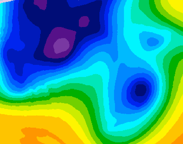 GDPS 500 millibar geopotential height 198 hour forecast chart for Canada based on 2025/12/22 0000Z data