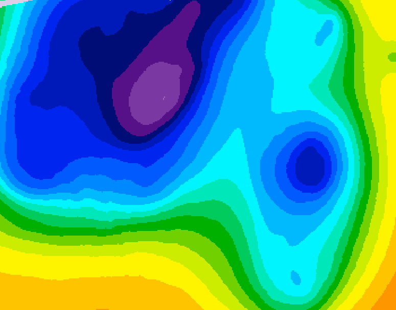 GDPS 500 millibar geopotential height 216 hour forecast chart for Canada based on 2025/12/22 0000Z data