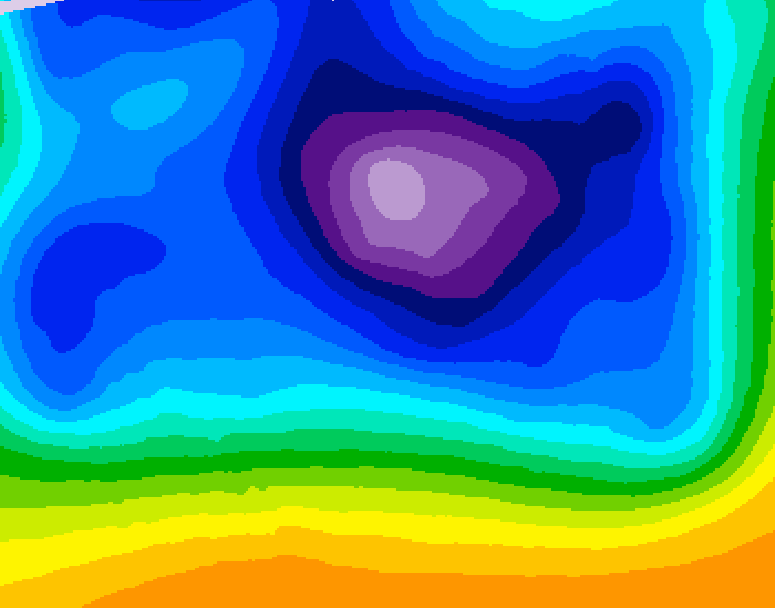 GDPS 500 millibar geopotential height 006 hour forecast chart for Canada based on 2025/12/22 1200Z data