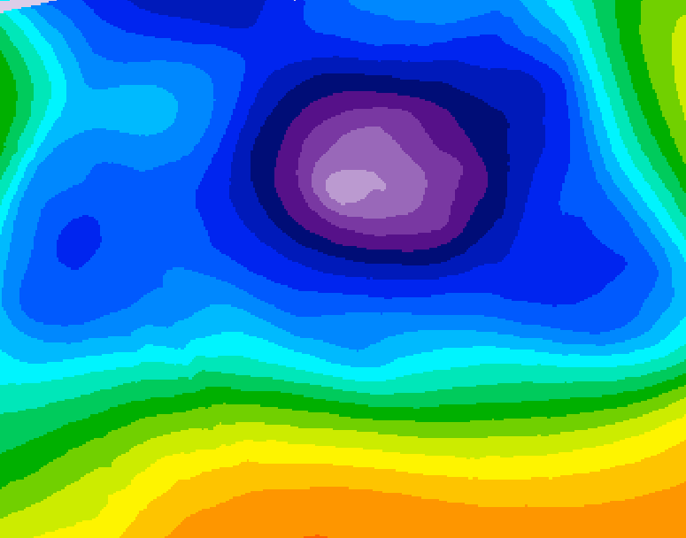 GDPS 500 millibar geopotential height 024 hour forecast chart for Canada based on 2025/12/22 1200Z data