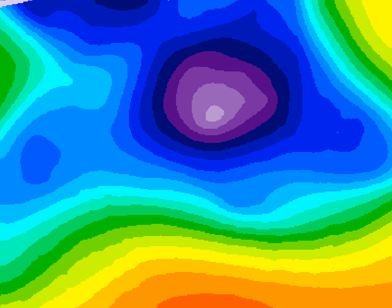 GDPS 500 millibar geopotential height 036 hour forecast chart for Canada based on 2025/12/22 1200Z data
