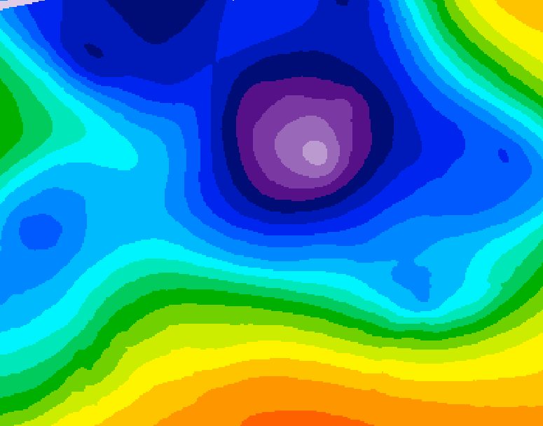 GDPS 500 millibar geopotential height 048 hour forecast chart for Canada based on 2025/12/22 1200Z data