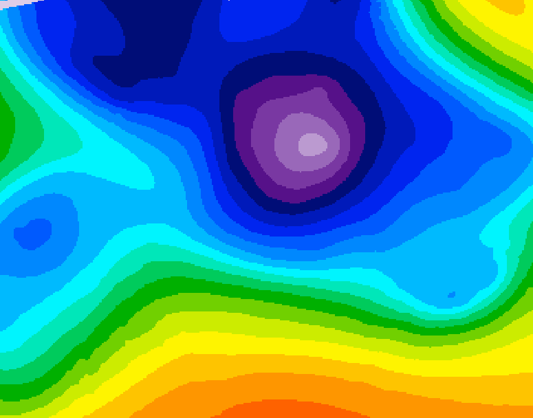 GDPS 500 millibar geopotential height 054 hour forecast chart for Canada based on 2025/12/22 1200Z data