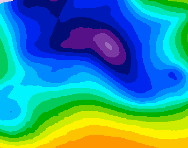 GDPS 500 millibar geopotential height 078 hour forecast chart for Canada based on 2025/12/22 1200Z data