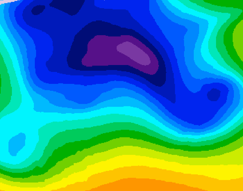 GDPS 500 millibar geopotential height 084 hour forecast chart for Canada based on 2025/12/22 1200Z data