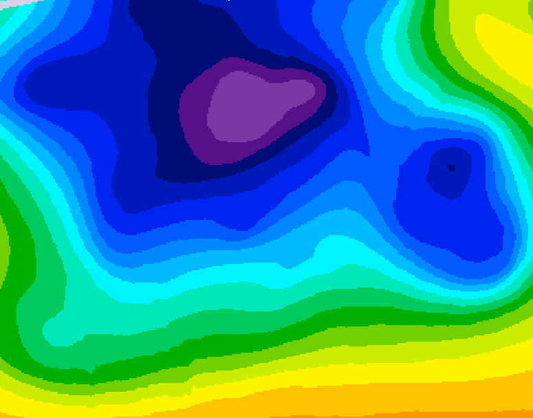 GDPS 500 millibar geopotential height 102 hour forecast chart for Canada based on 2025/12/22 1200Z data