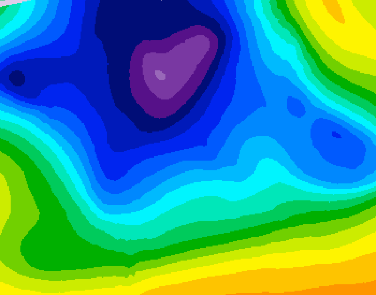 GDPS 500 millibar geopotential height 114 hour forecast chart for Canada based on 2025/12/22 1200Z data