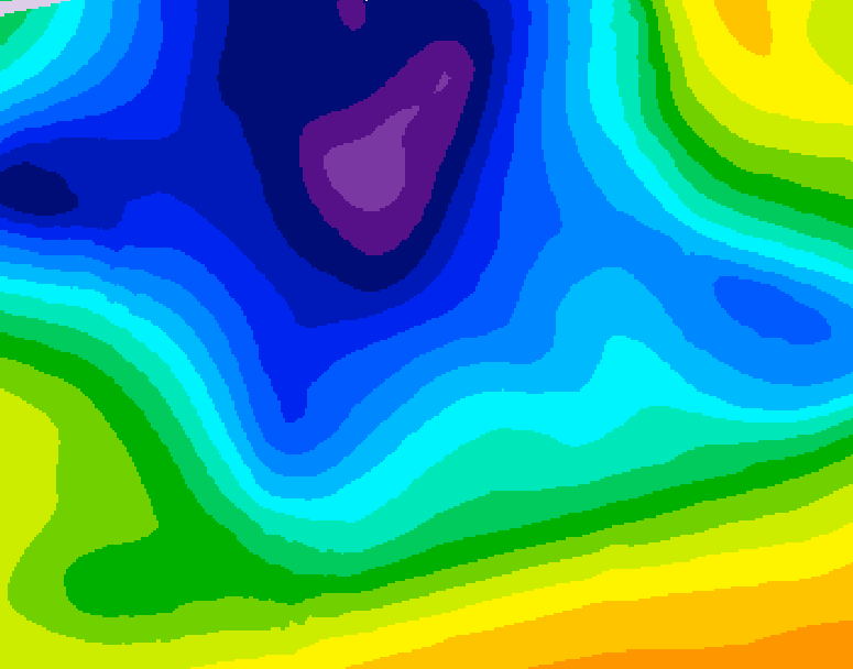 GDPS 500 millibar geopotential height 120 hour forecast chart for Canada based on 2025/12/22 1200Z data