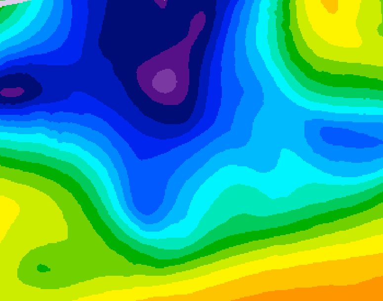 GDPS 500 millibar geopotential height 126 hour forecast chart for Canada based on 2025/12/22 1200Z data