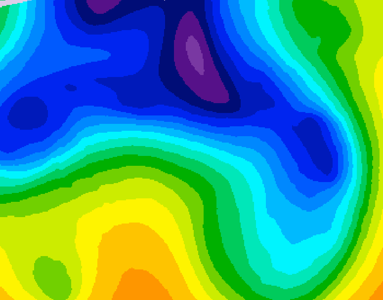 GDPS 500 millibar geopotential height 198 hour forecast chart for Canada based on 2025/12/22 1200Z data