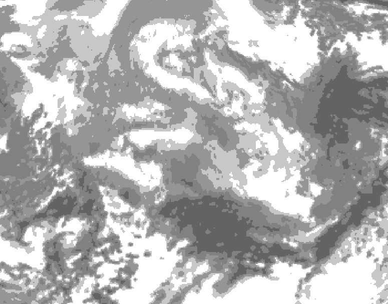 GDPS total cloud 102 hour forecast chart for Canada based on 2025/12/22 0000Z data