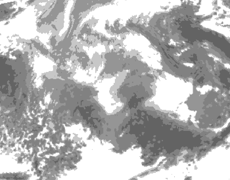 GDPS total cloud 120 hour forecast chart for Canada based on 2025/12/22 0000Z data