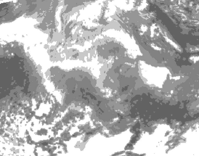 GDPS total cloud 132 hour forecast chart for Canada based on 2025/12/22 0000Z data