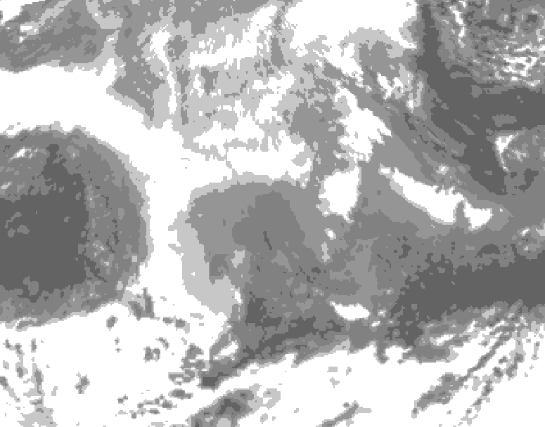 GDPS total cloud 144 hour forecast chart for Canada based on 2025/12/22 0000Z data