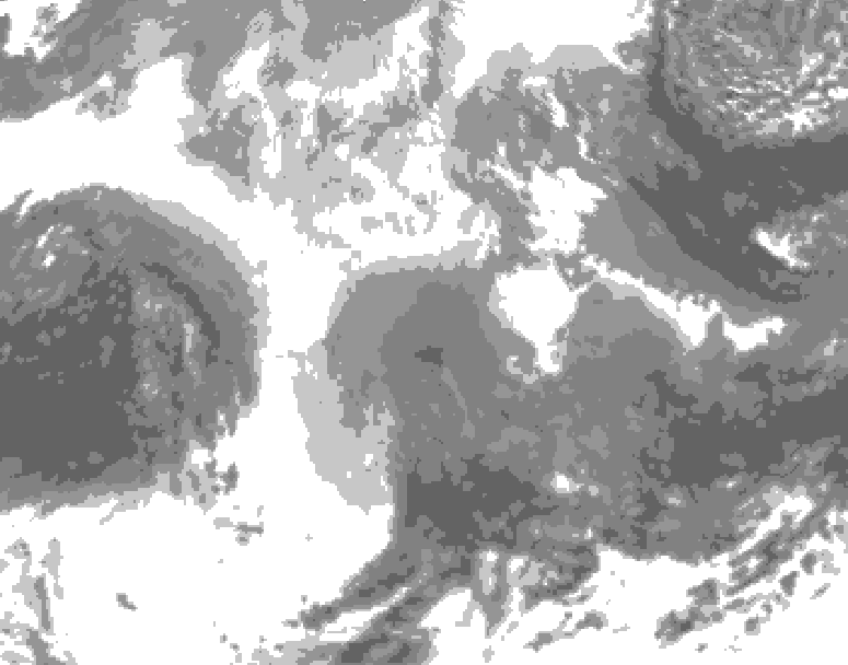 GDPS total cloud 150 hour forecast chart for Canada based on 2025/12/22 0000Z data