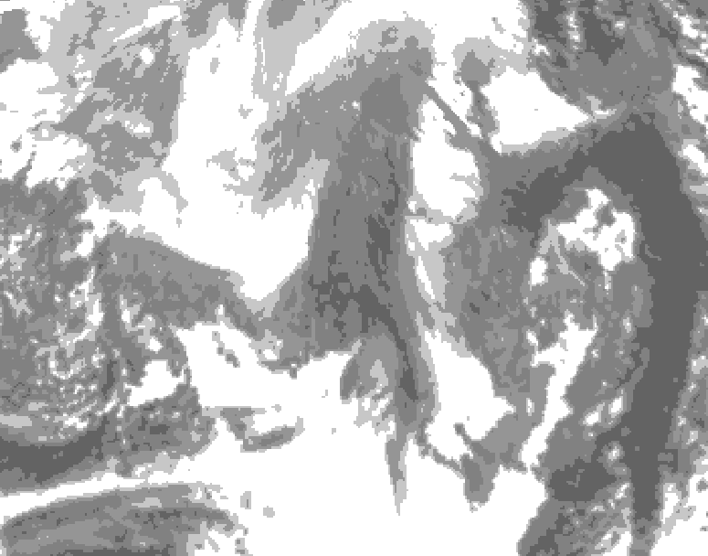 GDPS total cloud 222 hour forecast chart for Canada based on 2025/12/22 0000Z data
