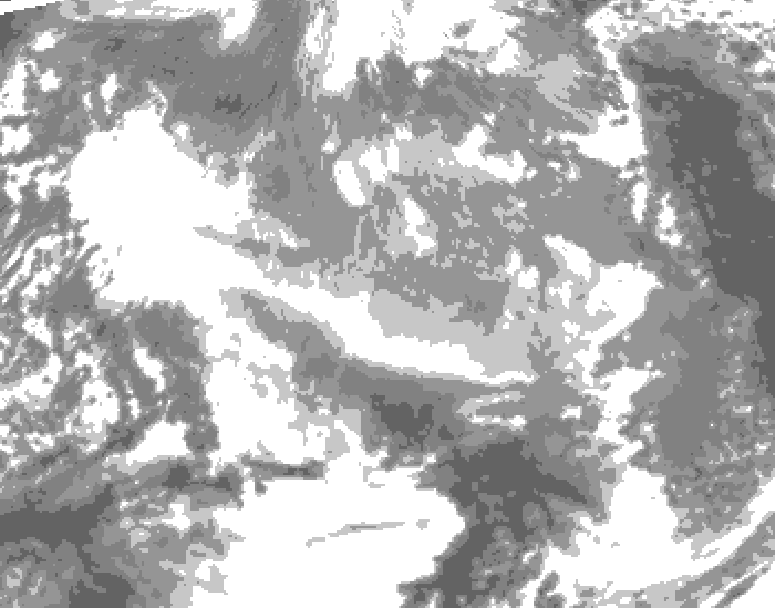 GDPS total cloud 018 hour forecast chart for Canada based on 2025/12/22 1200Z data