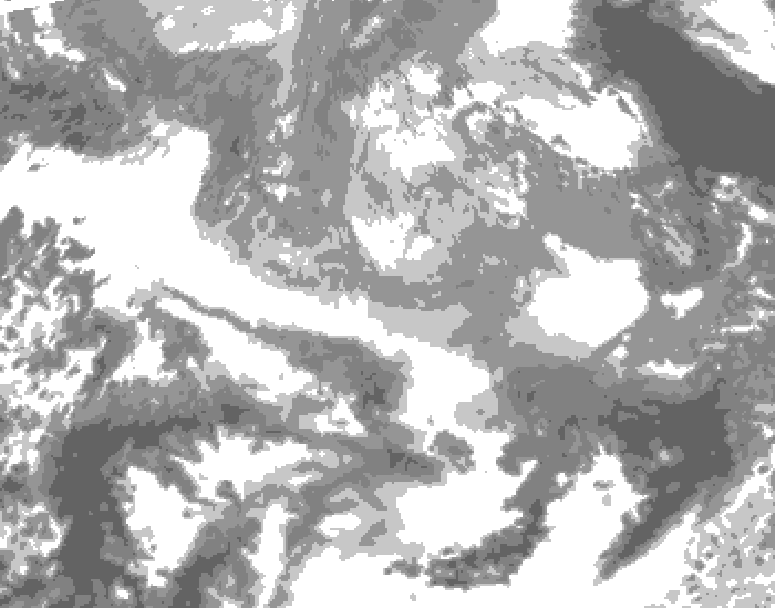 GDPS total cloud 042 hour forecast chart for Canada based on 2025/12/22 1200Z data