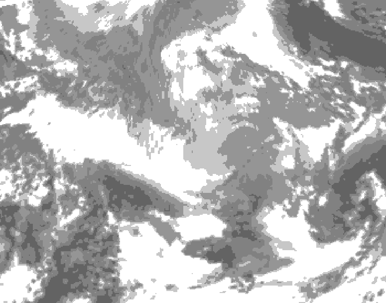 GDPS total cloud 060 hour forecast chart for Canada based on 2025/12/22 1200Z data