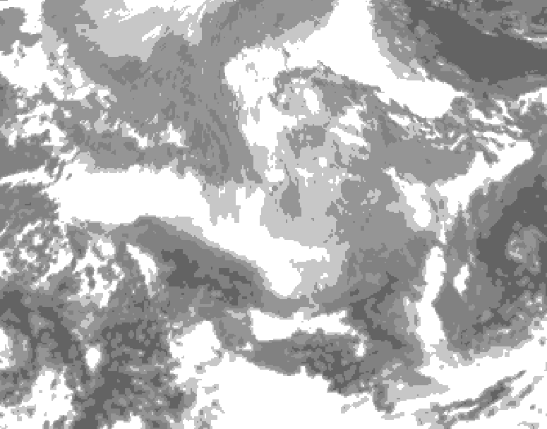 GDPS total cloud 066 hour forecast chart for Canada based on 2025/12/22 1200Z data