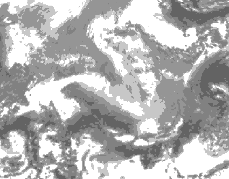 GDPS total cloud 078 hour forecast chart for Canada based on 2025/12/22 1200Z data