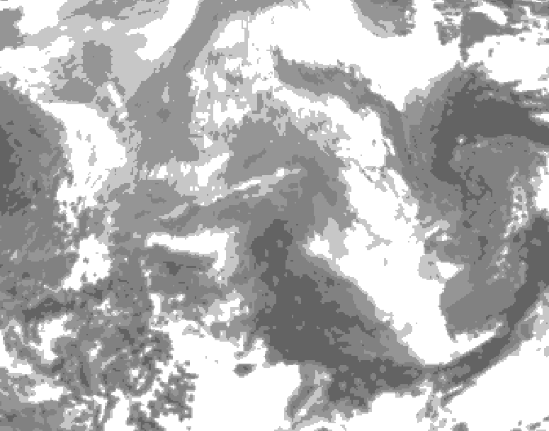 GDPS total cloud 096 hour forecast chart for Canada based on 2025/12/22 1200Z data