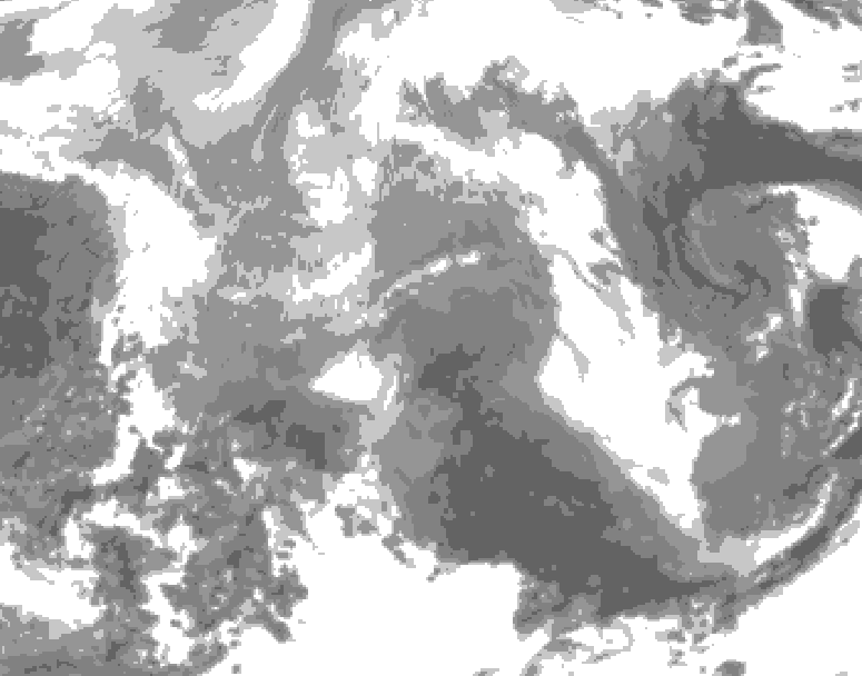 GDPS total cloud 102 hour forecast chart for Canada based on 2025/12/22 1200Z data
