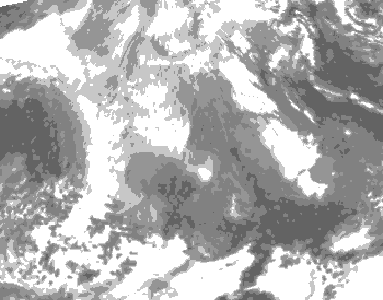 GDPS total cloud 120 hour forecast chart for Canada based on 2025/12/22 1200Z data