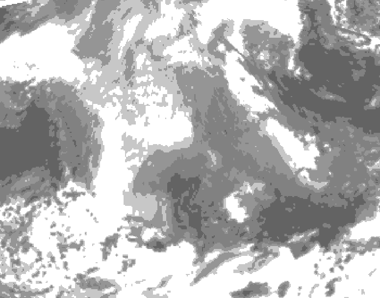 GDPS total cloud 126 hour forecast chart for Canada based on 2025/12/22 1200Z data