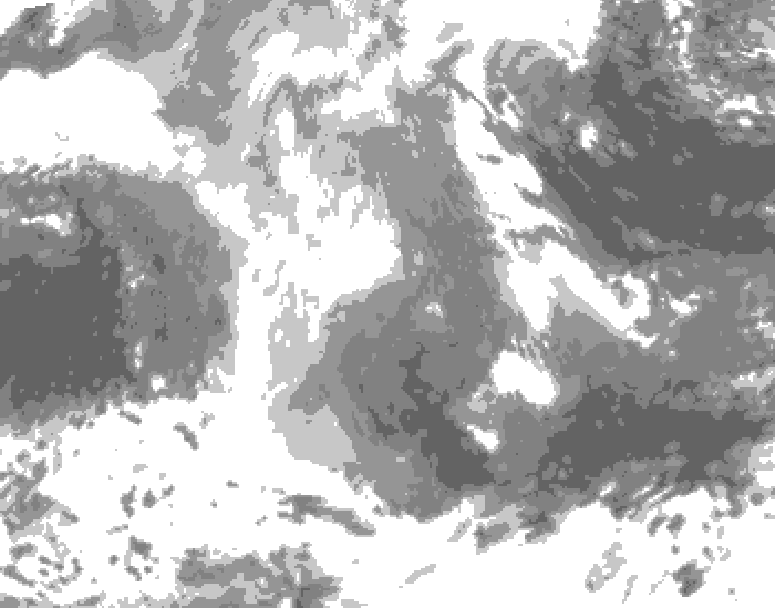 GDPS total cloud 132 hour forecast chart for Canada based on 2025/12/22 1200Z data