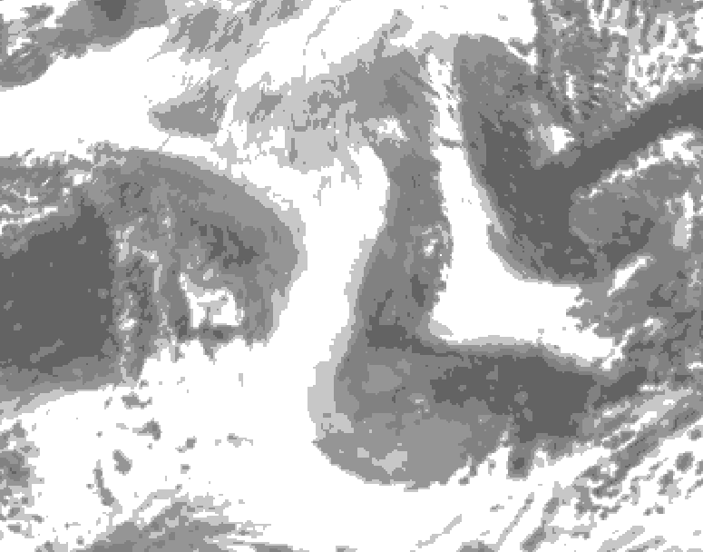 GDPS total cloud 150 hour forecast chart for Canada based on 2025/12/22 1200Z data