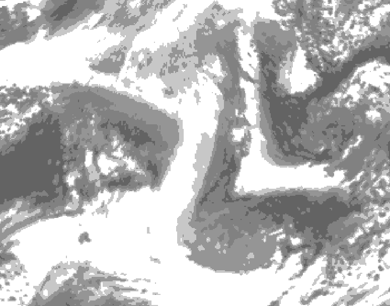 GDPS total cloud 156 hour forecast chart for Canada based on 2025/12/22 1200Z data