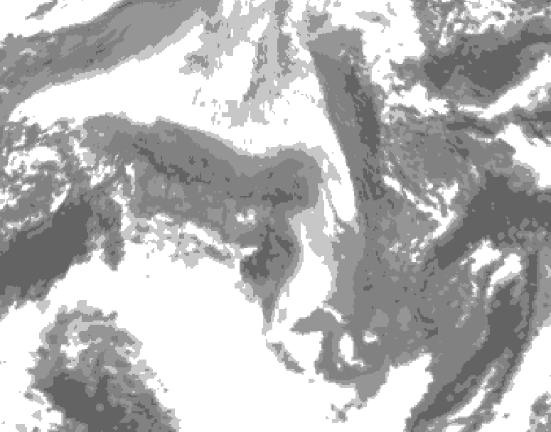 GDPS total cloud 180 hour forecast chart for Canada based on 2025/12/22 1200Z data