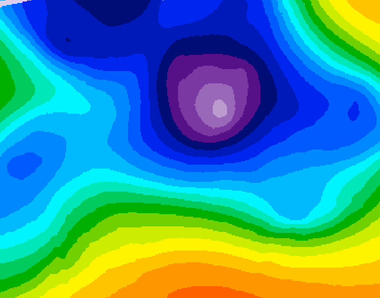 GDPS 500 millibar geopotential height 036 hour forecast chart for Canada based on 2025/12/23 0000Z data