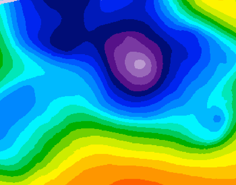 GDPS 500 millibar geopotential height 048 hour forecast chart for Canada based on 2025/12/23 0000Z data