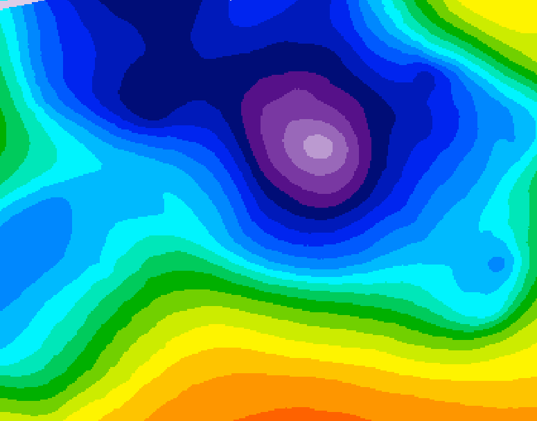 GDPS 500 millibar geopotential height 036 hour forecast chart for Canada based on 2025/12/23 1200Z data