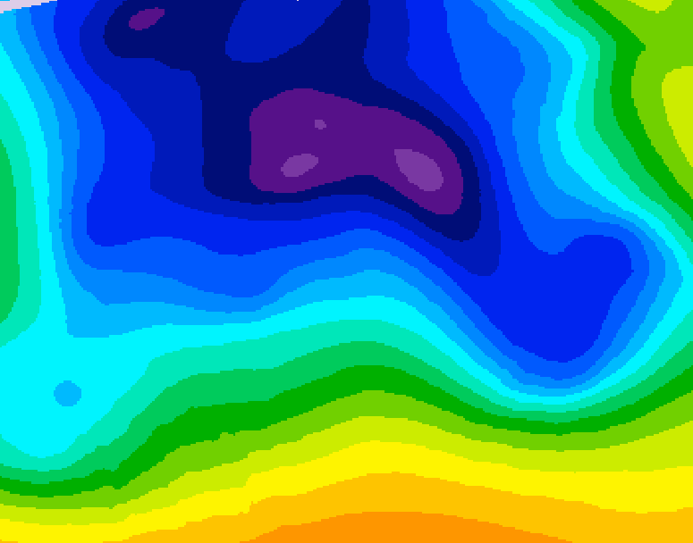 GDPS 500 millibar geopotential height 060 hour forecast chart for Canada based on 2025/12/23 1200Z data