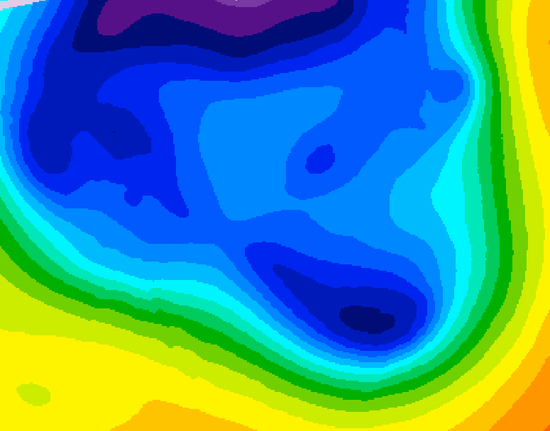 GDPS 500 millibar geopotential height 216 hour forecast chart for Canada based on 2025/12/23 1200Z data