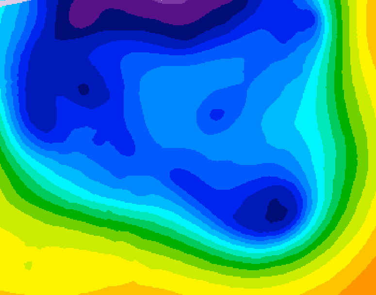 GDPS 500 millibar geopotential height 222 hour forecast chart for Canada based on 2025/12/23 1200Z data