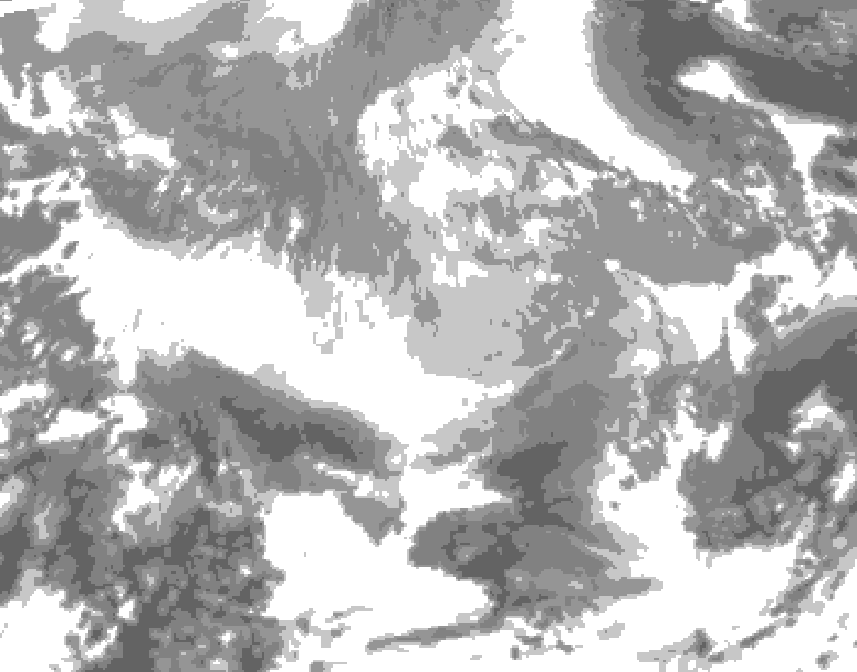 GDPS total cloud 048 hour forecast chart for Canada based on 2025/12/23 0000Z data