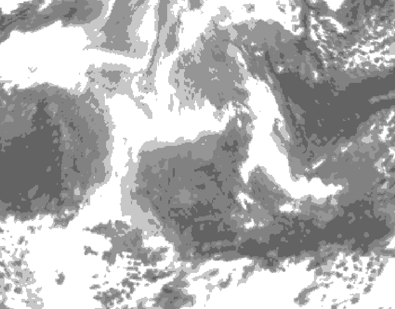 GDPS total cloud 120 hour forecast chart for Canada based on 2025/12/23 0000Z data